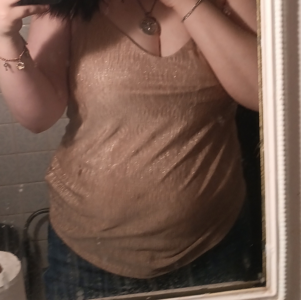 Y2K Shimmering Gold Tank Top